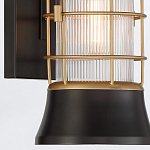 Настенный фонарь цилиндрической формы с рифленым стеклом в золотом каркасе на черном прямоугольном основании Eurofase варинант исполнения - 14 | Loft Concept в Ульяновске