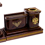 Настольный письменный набор с часами и визитницами из природного камня обсидиана Royal Present варинант исполнения - 3 | Loft Concept в Ульяновске