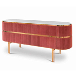 Дизайнерский комод овальный с розовой бархатной обивкой Edith варинант исполнения - 1 | Loft Concept в Ульяновске