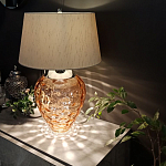 Настольная лампа с фактурным стеклянным основанием красного цвета с хромированной деталью у горловины и белым абажуром из искусственного шёлка Elstead Lighting варинант исполнения - 2 | Loft Concept в Ульяновске