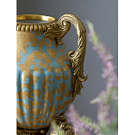 Ваза голубого цвета из фарфора с золотым растительным орнаментом и бронзовыми фигурками женщин Eden Garden porcelain and bronze варинант исполнения - 8 | Loft Concept в Ульяновске