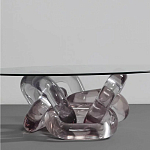 Дизайнерский журнальный стол с круглой прозрачной столешницей и основанием в виде цепи Hua Wang варинант исполнения - 1 | Loft Concept в Ульяновске