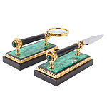 Настольный письменный набор из малахита и долерита с декором в виде герба России Leader Organizer варинант исполнения - 5 | Loft Concept в Ульяновске