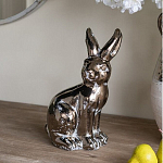 Статуэтка заяц из текстурированной терракоты и покрытый глянцевой краской под бронзу Rabbit Charm  варинант исполнения - 5 | Loft Concept в Ульяновске