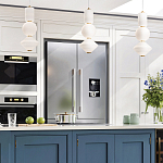 Подвесной светильник белого цвета с тремя геометрическими плафонами Alora Mood варинант исполнения - 12 | Loft Concept в Ульяновске