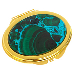 Зеркало карманное складное овальное из натурального камня Малахит с Хризоколлой Gold Stone Mirrors варинант исполнения - 1 | Loft Concept в Ульяновске