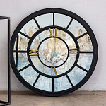 Зеркало настенное в чёрной металлической раме в виде часов Mirror Tower Clock варинант исполнения - 3 | Loft Concept в Ульяновске