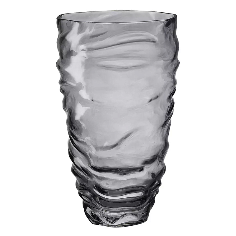 Ваза стеклянная фактурная Crumpled Vase 25,3 см Серый в Ульяновске | Loft Concept 