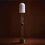 Торшер с белым фактурным абажуром и декором из черных сфер Echoes of Light варинант исполнения - 1 | Loft Concept в Ульяновске