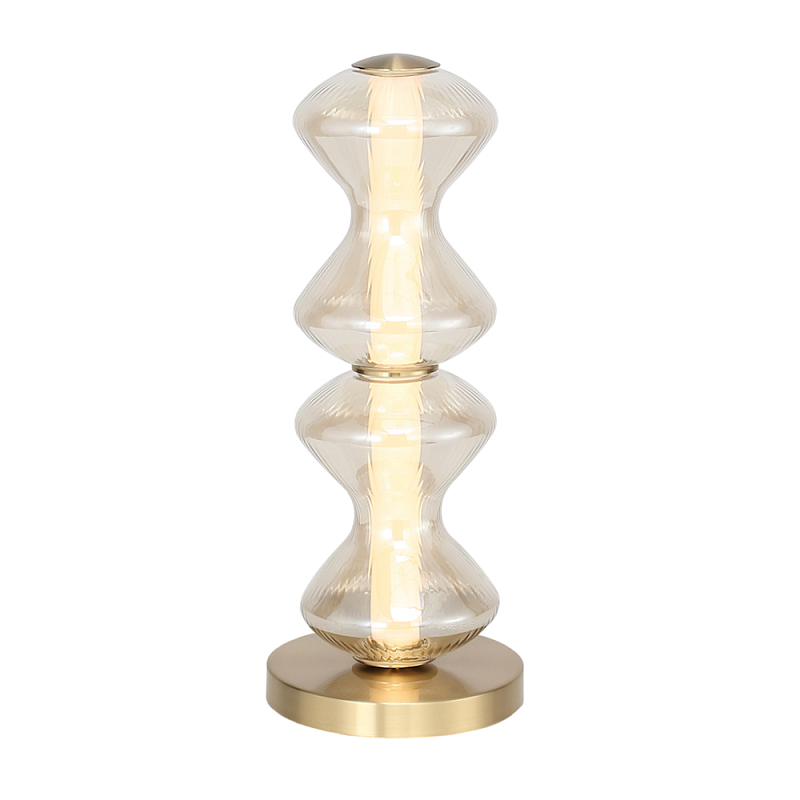 Настольная лампа светодиодная с волнообразным плафоном Amphora of Light Коньяк Золотой в Ульяновске | Loft Concept 