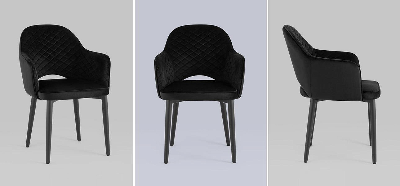 Стул SHARRON ромбы Черный Велюр Стул SHARRON ромбы Черный Велюр - Loft-Concept в Ульяновске