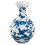 Ваза с мотивами цветущего сада с попугаями Blue Vase Inspired by Nature варинант исполнения - 1 | Loft Concept в Ульяновске