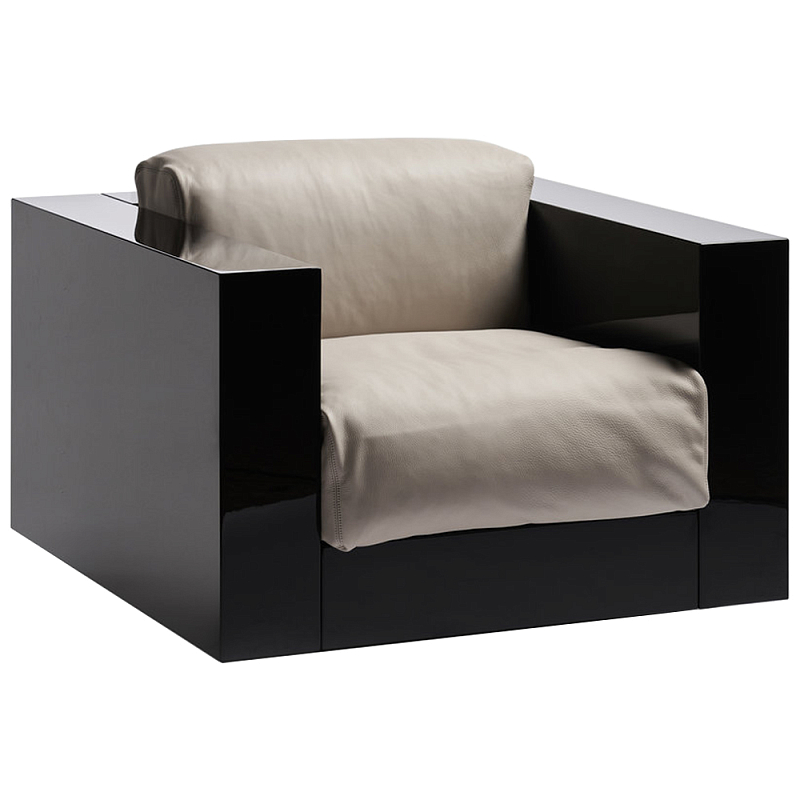 Дизайнерское кожаное кресло Poltronova Saratoga Armchair Белый Карамель Черный Дизайнерское кожаное кресло Poltronova Saratoga Armchair Белый Карамель Черный в Ульяновске | Loft Concept