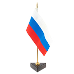 Флагшток настольный с флагом России из камня обсидиан Stone Flagpole варинант исполнения - 2 | Loft Concept в Ульяновске