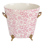 Кашпо из белого фарфора с розовым цветочным орнаментом Eden Garden варинант исполнения - 1 | Loft Concept в Ульяновске