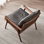 Кресло c каркасом из массива дерева и мягкой кожаной обивкой Walnut Armchair варинант исполнения - 3 | Loft Concept в Ульяновске