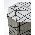 Приставной столик с инкрустацией Black and White Geometry bone bedside table варинант исполнения - 1 | Loft Concept в Ульяновске