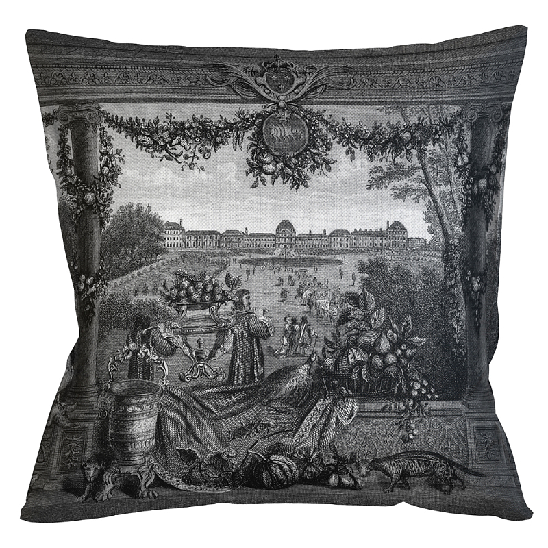 Декоративная подушка Tuileries Square Pillow Черно-белый Бежевый в Ульяновске | Loft Concept 