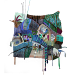 Панно гобелен яркие Пространство-Время TimeSpace Blue варинант исполнения - 2 | Loft Concept в Ульяновске