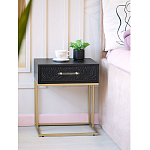 Приставной столик с резным узором на выдвижном ящике Black Table Carved Pattern варинант исполнения - 8 | Loft Concept в Ульяновске