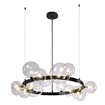 Люстра круглая подвесная с 15-ю прозрачными шарообразными плафонами из стекла Iona chandelier варинант исполнения - 7 | Loft Concept в Ульяновске