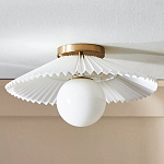 Потолочный светильник с белым плиссированным абажуром Headquarters варинант исполнения - 1 | Loft Concept в Ульяновске