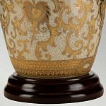 Настольная лампа с фарфоровым основанием с декоративным орнаментом и белым абажуром на темной круглой подставке Elstead Lighting варинант исполнения - 9 | Loft Concept в Ульяновске