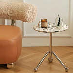 Дизайнерский журнальный стол с круглой столешницей на изогнутых стальных ножках Obafaby варинант исполнения - 1 | Loft Concept в Ульяновске