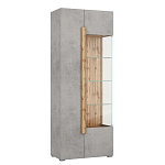 Шкаф-витрина с фасадом цвета серый бетон и стеклянными дверками Grace of Furniture варинант исполнения - 2 | Loft Concept в Ульяновске