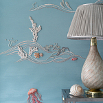 Обои с вышивкой ручной работы Amami Waves Moonbeam colourway on silk moire варинант исполнения - 4 | Loft Concept в Ульяновске