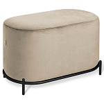 Банкетка овальная бежевый велюр на 4-х металлических ножках черного цвета SANJAY варинант исполнения - 1 | Loft Concept в Ульяновске