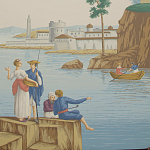 Обои ручная роспись Views of Italy Olive варинант исполнения - 1 | Loft Concept в Ульяновске