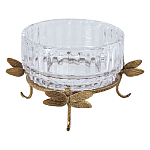 Чаша из прозрачного стекла на бронзовых ножках в виде стрекоз Eden Garden варинант исполнения - 1 | Loft Concept в Ульяновске