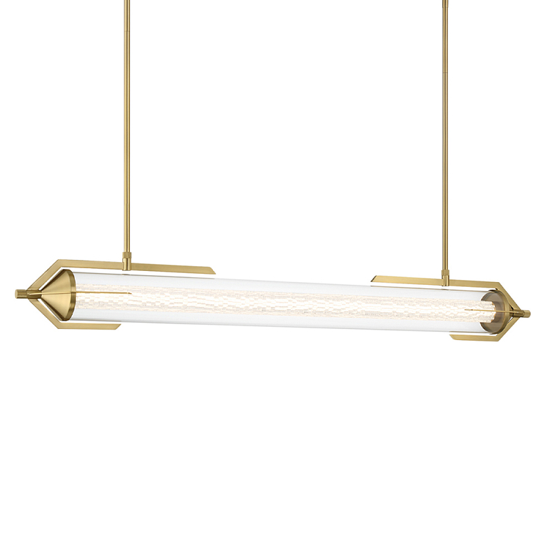 Подвесной светильник линейный золотого цвета с длинной цилиндрической стеклянной трубкой Eurofase Прозрачное Стекло Золотой в Ульяновске | Loft Concept 