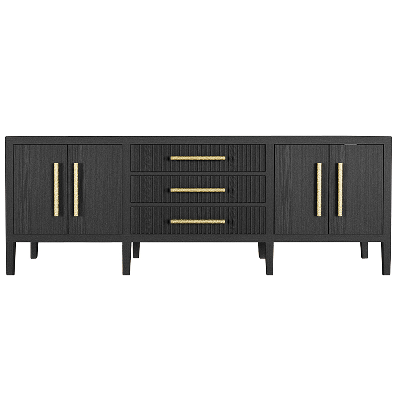 Большая VT-тумба Primo шпон Черный дуб Черный Золотой в Ульяновске | Loft Concept 