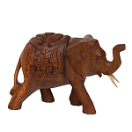 Статуэтка из дерева суар в виде слона в традиционном облачении Little Elephant варинант исполнения - 2 | Loft Concept в Ульяновске