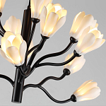 Люстра подвесная черного цвета с ветвями и белыми фарфоровыми цветами Floralis варинант исполнения - 6 | Loft Concept в Ульяновске