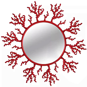 Круглое настенное зеркало Coral Mirror Red