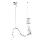 Подвесной светильник с белым текстильным абажуром и изогнутым хрустальным основанием с подвесками Lustre Reverie варинант исполнения - 2 | Loft Concept в Ульяновске