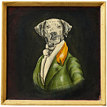 Картина в квадратной раме Chinoiserie Grey Dog Portrait варинант исполнения - 1 | Loft Concept в Ульяновске