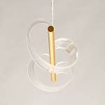 Люстра линейная золотистого цвета с двумя прозрачными волнистыми элементами Wave Line варинант исполнения - 8 | Loft Concept в Ульяновске