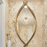 Зеркало овальное в деревянной золотистой раме Oval Gold Lines варинант исполнения - 3 | Loft Concept в Ульяновске