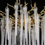 Люстра золотого цвета с декоративными ветками и длинными прозрачными стеклянными подвесами в форме сосулек Droplet Chandelier варинант исполнения - 10 | Loft Concept в Ульяновске