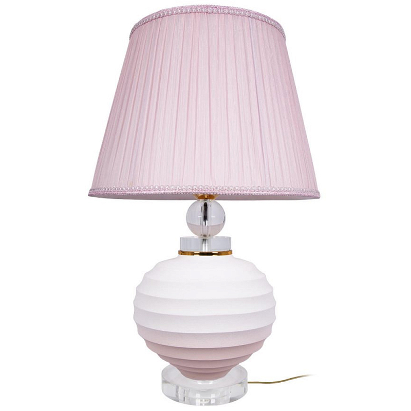 Настольная лампа керамическая Pink lampshade Белый Розовый Настольная лампа керамическая Pink lampshade Белый Розовый в Ульяновске | Loft Concept