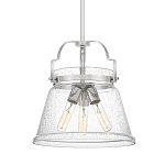 Подвесной светильник с прозрачным стеклянным плафоном в форме колокола с эффектом пузырьков и тремя лампами Quoizel варинант исполнения - 1 | Loft Concept в Ульяновске