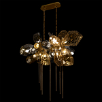Люстра подвесная с 18-ю стеклянными плафонами с вертикальными подвесками Gilded Mirage  варинант исполнения - 6 | Loft Concept в Ульяновске