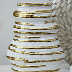 Ваза белая с рельефной поверхностью и золотыми полосами Vase Beehive варинант исполнения - 6 | Loft Concept в Ульяновске