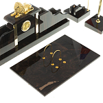 Настольный письменный набор из чёрного обсидиана с декором в виде льва Golden Lion варинант исполнения - 3 | Loft Concept в Ульяновске