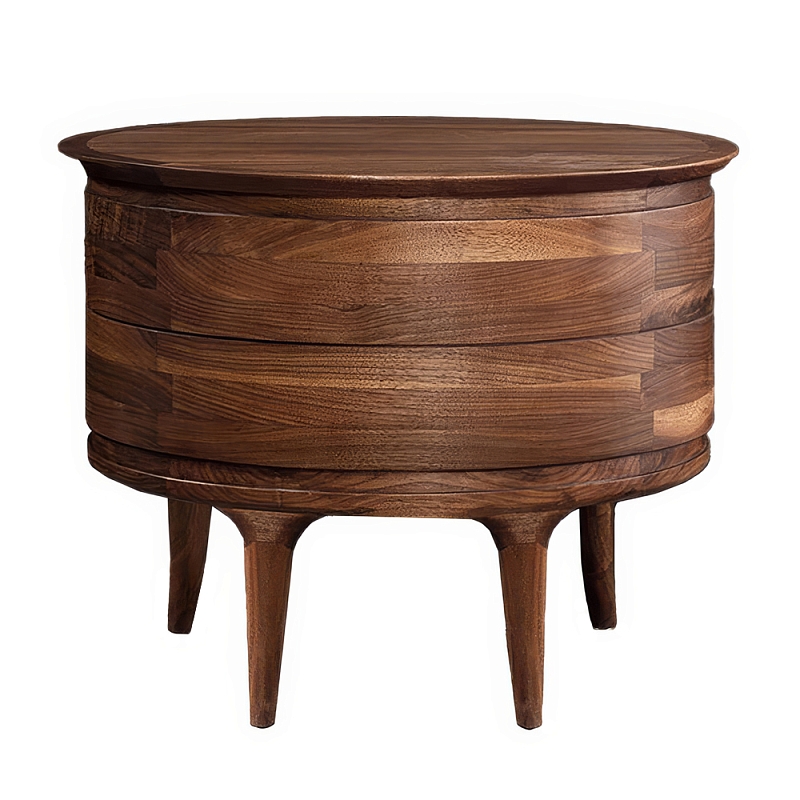 Прикроватный столик из дерева с 2-мя ящиками Moon Walnut Furniture Орех Прикроватный столик из дерева с 2-мя ящиками Moon Walnut Furniture Орех в Ульяновске | Loft Concept