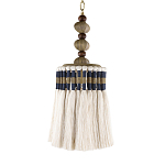 Подвесной светильник с подвесом из деревянных бусин и абажуром из кисточек Аmbiance варинант исполнения - 1 | Loft Concept в Ульяновске